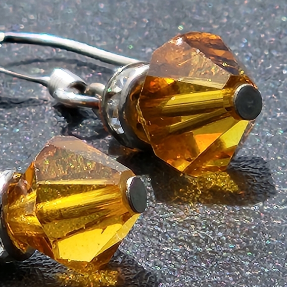 Orange Crystal Earrings - Picture 4 of 4